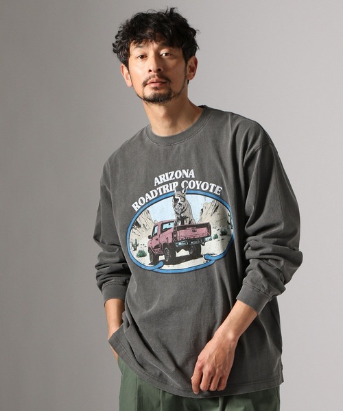 BAYFLOW（ベイフロー）の「［WEB限定］ヴィンテージライクアニマルロンT（Tシャツ/カットソー・メンズ・オフホワイト/チャコール/ピンク・MEDIUM/LARGE）」の2枚目の写真