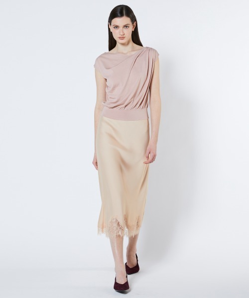 Sov.（ソブ）の「ハイストレッチサテン レースマーメイドスカート（スカート・レディース・ブラック/ベージュ・38/36）」の12枚目の写真