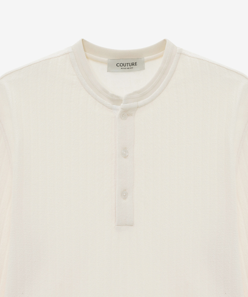 MINDBRIDGE（マインドブリッジ）の「ジャカードヘンリーネックセミオーバーティーシャツ（Tシャツ/カットソー・メンズ・ホワイト・95/100/105/110）」の12枚目の写真
