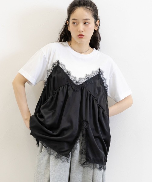 RAGEBLUE(レイジブルー)の「ビスチェドッキングTシャツ(Tシャツ/カットソー・レディース・ホワイト系/グレー系・FREE)」の2枚目の写真