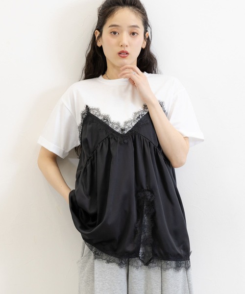 RAGEBLUE(レイジブルー)の「ビスチェドッキングTシャツ(Tシャツ/カットソー・レディース・ホワイト系/グレー系・FREE)」の6枚目の写真