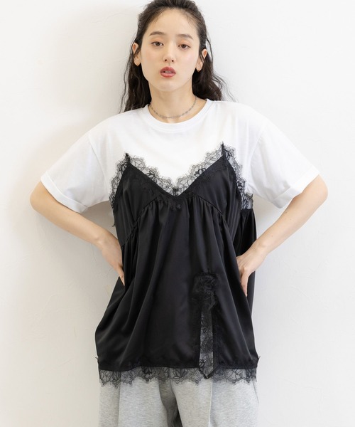 RAGEBLUE(レイジブルー)の「ビスチェドッキングTシャツ(Tシャツ/カットソー・レディース・ホワイト系/グレー系・FREE)」の9枚目の写真