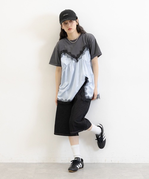 RAGEBLUE(レイジブルー)の「ビスチェドッキングTシャツ(Tシャツ/カットソー・レディース・ホワイト系/グレー系・FREE)」の10枚目の写真