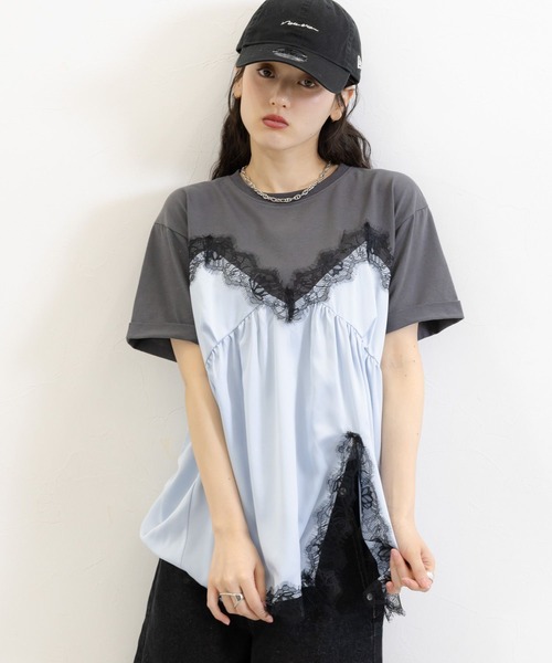 RAGEBLUE(レイジブルー)の「ビスチェドッキングTシャツ(Tシャツ/カットソー・レディース・ホワイト系/グレー系・FREE)」の12枚目の写真