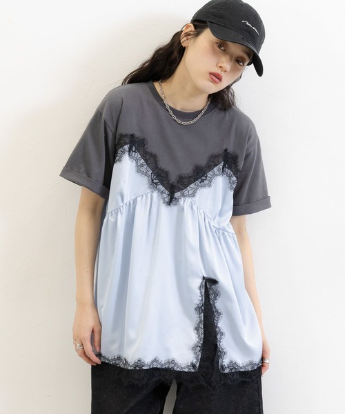 RAGEBLUE(レイジブルー)の「ビスチェドッキングTシャツ(Tシャツ/カットソー・レディース・ホワイト系/グレー系・FREE)」の13枚目の写真