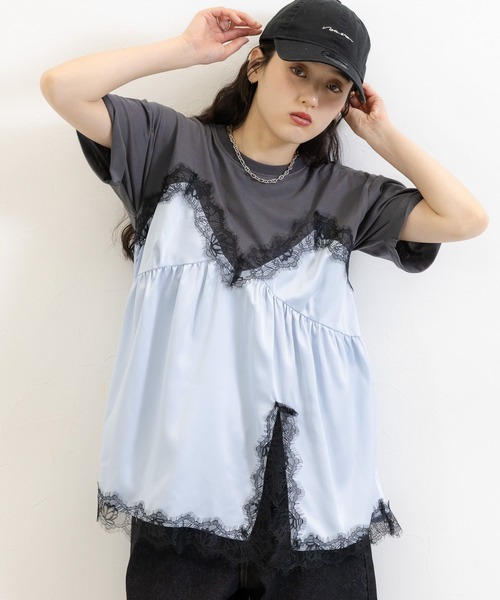 RAGEBLUE(レイジブルー)の「ビスチェドッキングTシャツ(Tシャツ/カットソー・レディース・ホワイト系/グレー系・FREE)」の14枚目の写真