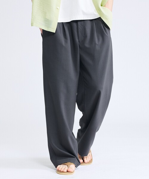 ABAHOUSE（アバハウス）の「リネンブレンド 2タック イージーワイドスラックス / ワイドパンツ（その他パンツ・メンズ・チャコールグレー/ベージュ・46/48）」の2枚目の写真