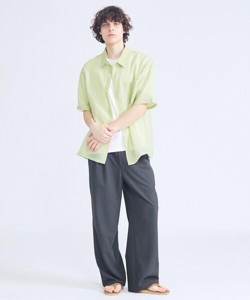 ABAHOUSE（アバハウス）の「リネンブレンド 2タック イージーワイドスラックス / ワイドパンツ（その他パンツ・メンズ・チャコールグレー/ベージュ・46/48）」の13枚目の写真