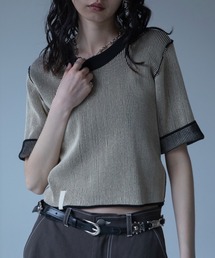 セール】HALF SLEEVE RIB KNIT/ハーフスリーブリブニット（ニット