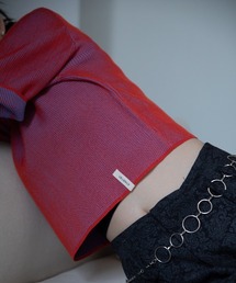 VACANCY（ヴァカンシー）の「配色プレーティングハーフスリーブリブニット/新色追加（Tシャツ/カットソー）」
