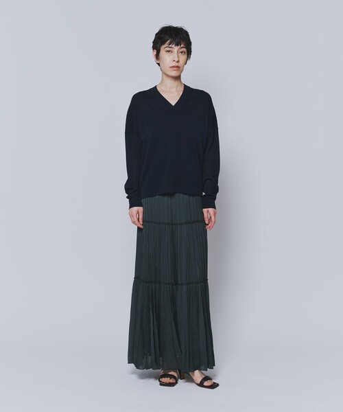 1er Arrondissement(プルミエアロンディスモン)の「楊柳サテンティアードプリーツスカート(スカート・レディース・グリーン系その他4/グレー系その他7/ベージュ・36/38)」の5枚目の写真