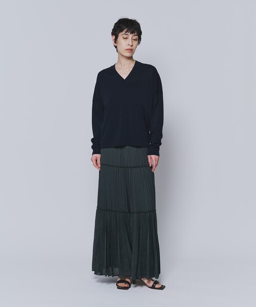 1er Arrondissement(プルミエアロンディスモン)の「楊柳サテンティアードプリーツスカート(スカート・レディース・グリーン系その他4/グレー系その他7/ベージュ・36/38)」の6枚目の写真