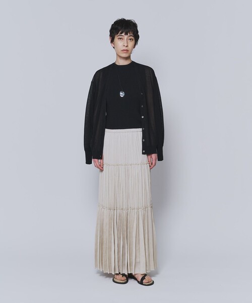 1er Arrondissement(プルミエアロンディスモン)の「楊柳サテンティアードプリーツスカート(スカート・レディース・グリーン系その他4/グレー系その他7/ベージュ・36/38)」の10枚目の写真