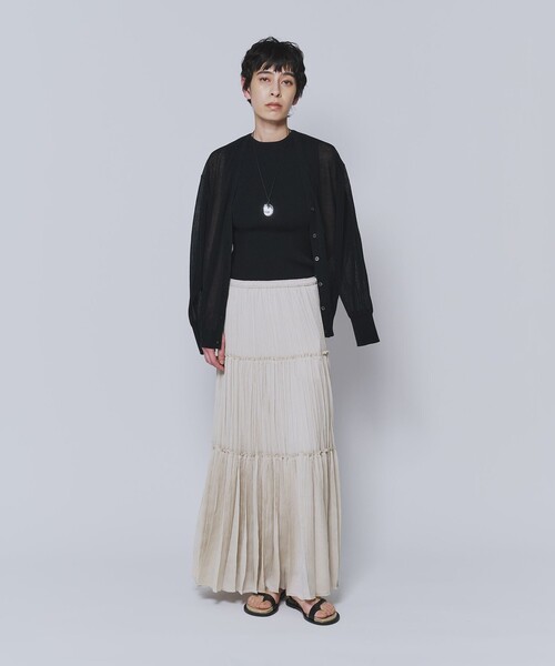 1er Arrondissement(プルミエアロンディスモン)の「楊柳サテンティアードプリーツスカート(スカート・レディース・グリーン系その他4/グレー系その他7/ベージュ・36/38)」の11枚目の写真