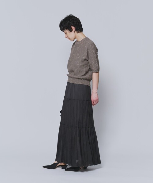 1er Arrondissement(プルミエアロンディスモン)の「楊柳サテンティアードプリーツスカート(スカート・レディース・グリーン系その他4/グレー系その他7/ベージュ・36/38)」の21枚目の写真