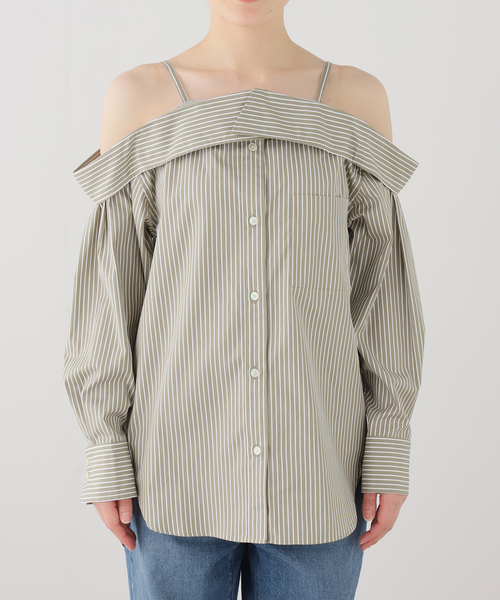 fumie tanaka フリルストライプブラウス FUMIE TANAKA/フミエタナカ】round stripe SH シャツ（シャツ/ブラウス