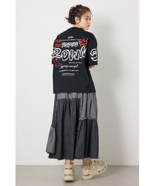 RODEO CROWNS WIDE BOWL(ロデオクラウンズワイドボウル)の「Graffiti プリントTシャツ(Tシャツ/カットソー・レディース・ブラック/カーキ/ピンク/オフホワイト・MEDIUM/LARGE)」の9枚目の写真