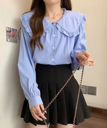 【ブルー系その他】cotton crispシャツ Crisp｜クリスプのシャツ/ブラウス（ブルー・ネイビー/青色系