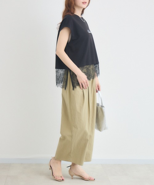 KATHARINE ROSS（キャサリンロス）の「L’ombreレースヘムロゴTシャツ（Tシャツ/カットソー・レディース・ブラウン/オフホワイト/ブラック・FREE）」の7枚目の写真