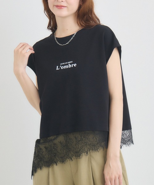 KATHARINE ROSS（キャサリンロス）の「L’ombreレースヘムロゴTシャツ（Tシャツ/カットソー・レディース・ブラウン/オフホワイト/ブラック・FREE）」の12枚目の写真