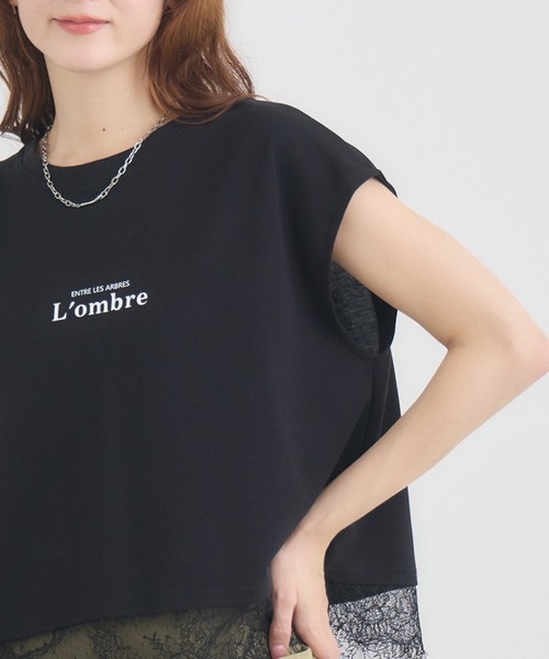 KATHARINE ROSS（キャサリンロス）の「L’ombreレースヘムロゴTシャツ（Tシャツ/カットソー・レディース・ブラウン/オフホワイト/ブラック・FREE）」の11枚目の写真
