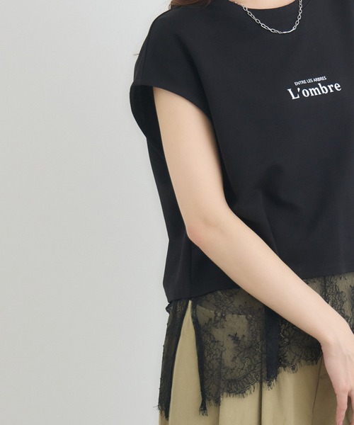 KATHARINE ROSS（キャサリンロス）の「L’ombreレースヘムロゴTシャツ（Tシャツ/カットソー・レディース・ブラウン/オフホワイト/ブラック・FREE）」の9枚目の写真