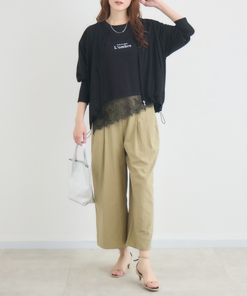 KATHARINE ROSS（キャサリンロス）の「L’ombreレースヘムロゴTシャツ（Tシャツ/カットソー・レディース・ブラウン/オフホワイト/ブラック・FREE）」の6枚目の写真