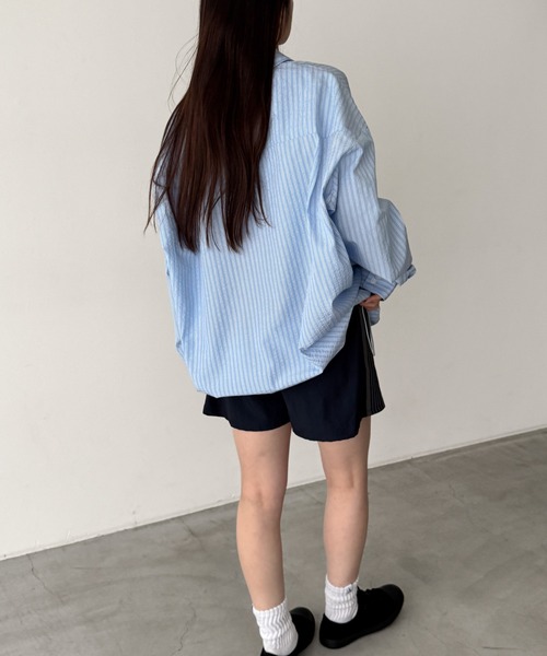 CANAL JEAN(キャナルジーン)の「choice_cnl ストライプシャツプルオーバー(シャツ/ブラウス・レディース・サックスブルー・ONE SIZE)」の10枚目の写真