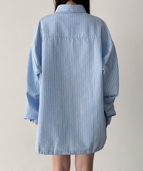 CANAL JEAN(キャナルジーン)の「choice_cnl ストライプシャツプルオーバー(シャツ/ブラウス・レディース・サックスブルー・ONE SIZE)」の5枚目の写真