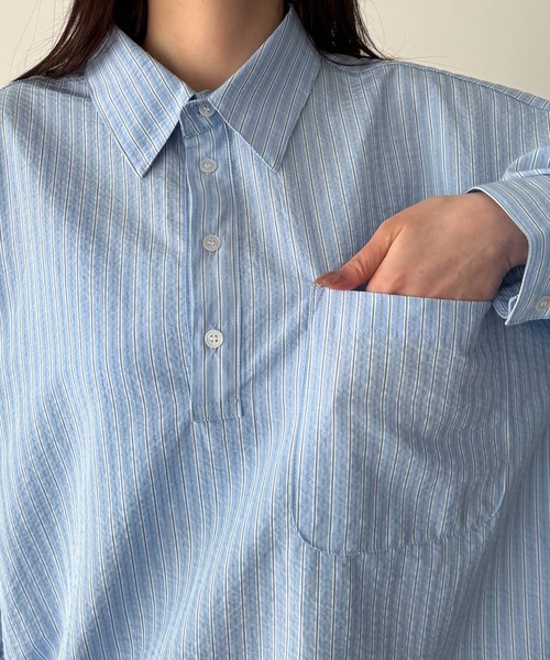 CANAL JEAN(キャナルジーン)の「choice_cnl ストライプシャツプルオーバー(シャツ/ブラウス・レディース・サックスブルー・ONE SIZE)」の6枚目の写真