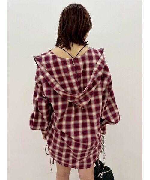 EVRIS(エヴリス)の「フーディーチェックオーバーサイズシャツ【セットアップ着用可能】 春服(シャツ/ブラウス・レディース・レッド/ブラック・FREE)」の22枚目の写真