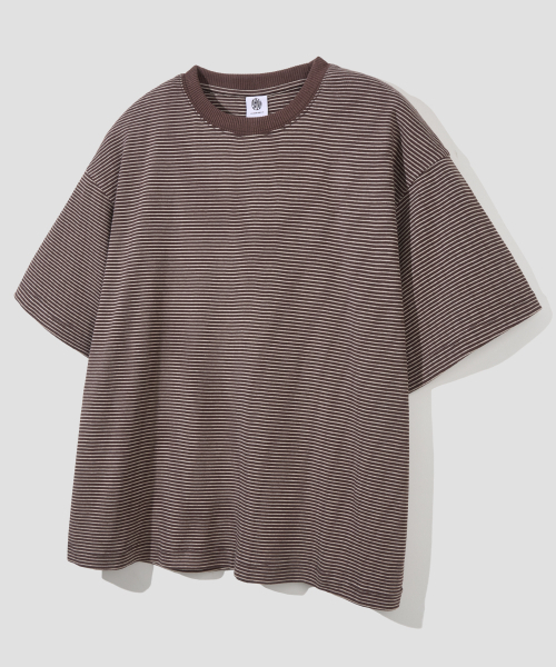 AGOD（エージーオーディー）の「ベックインシジョンストライプハーフTシャツ[ブラウン]（Tシャツ/カットソー・レディース・その他・LARGE/SMALL/MEDIUM）」の4枚目の写真