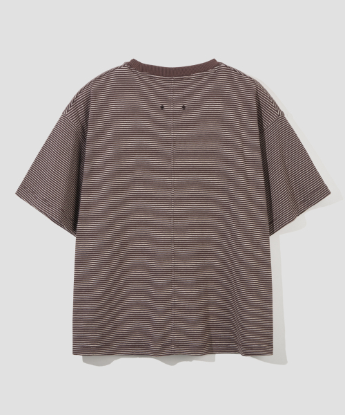 AGOD（エージーオーディー）の「ベックインシジョンストライプハーフTシャツ[ブラウン]（Tシャツ/カットソー・レディース・その他・LARGE/SMALL/MEDIUM）」の5枚目の写真