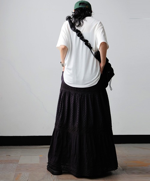 antiqua(アンティカ)の「インド綿 ティアード ロングスカート(スカート・レディース・オフホワイト/ブラック・ONESIZE)」の10枚目の写真