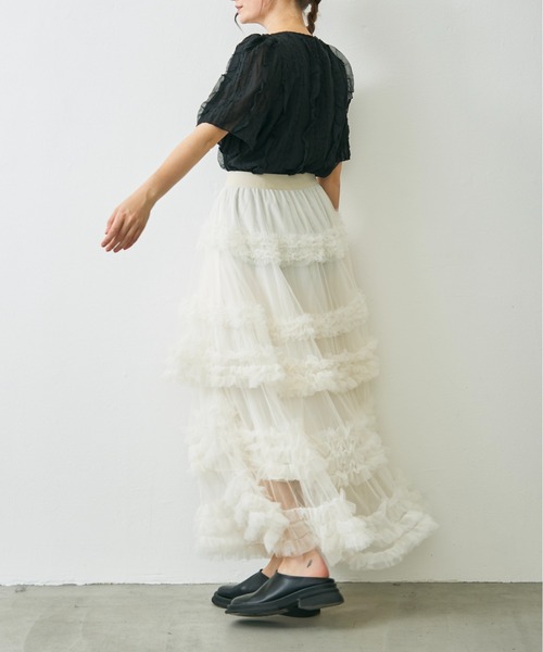 Lunea(ルネア)の「チュールボリュームロングスカート / tulle volume long skirt(スカート・レディース・ホワイト/ブラック・FREE)」の21枚目の写真