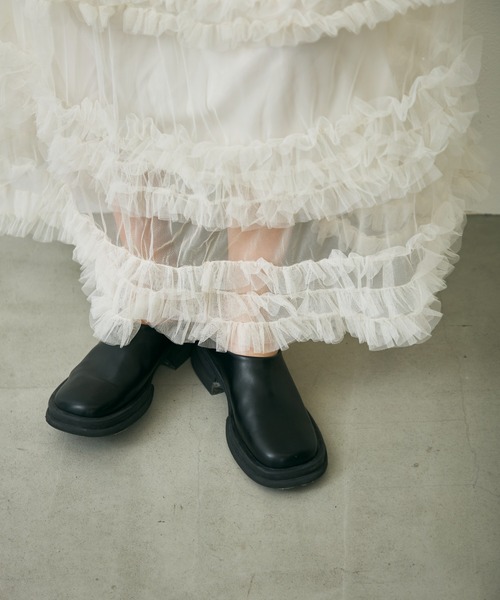 Lunea(ルネア)の「チュールボリュームロングスカート / tulle volume long skirt(スカート・レディース・ホワイト/ブラック・FREE)」の10枚目の写真