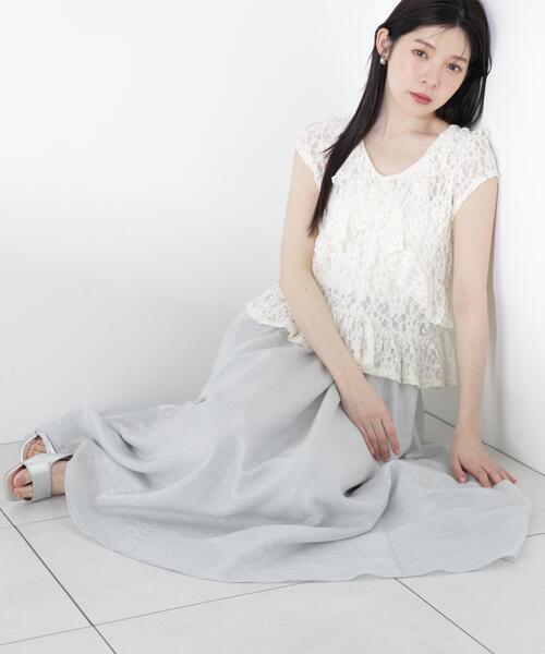 PROPORTION BODY DRESSING（プロポーションボディドレッシング）の「【青島心さん着用】ニュアンスサテンシャイニースカート / 1216220500（スカート・レディース・ピンク/ブルー/ベージュ・MEDIUM/P/S/SMALL）」の4枚目の写真