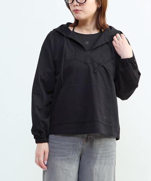 CONVERSE TOKYO(コンバーストウキョウ)の「SHEER JACQUARD MEXICAN HOODIE(Tシャツ/カットソー・レディース・ブラウン/ブラック/オフホワイト・FREE)」の1枚目の写真
