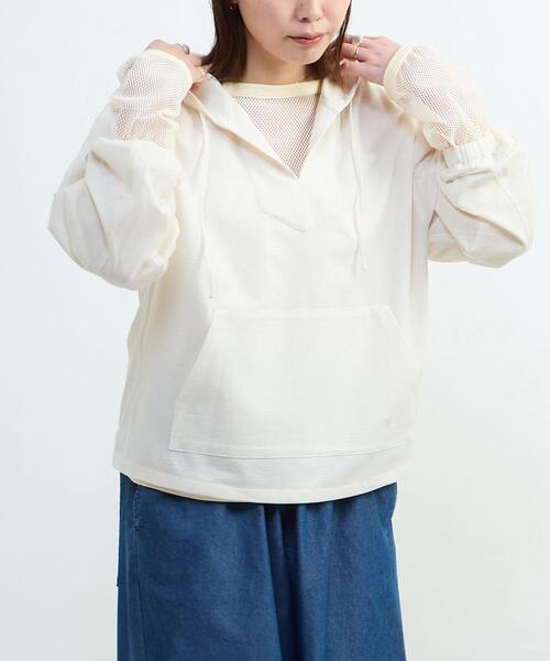 CONVERSE TOKYO(コンバーストウキョウ)の「SHEER JACQUARD MEXICAN HOODIE(Tシャツ/カットソー・レディース・ブラウン/ブラック/オフホワイト・FREE)」の4枚目の写真