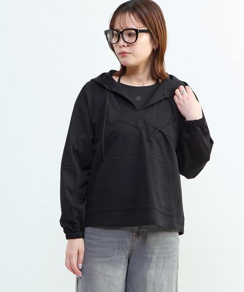 CONVERSE TOKYO(コンバーストウキョウ)の「SHEER JACQUARD MEXICAN HOODIE(Tシャツ/カットソー・レディース・ブラウン/ブラック/オフホワイト・FREE)」の15枚目の写真