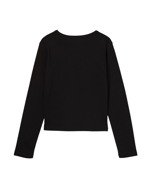 X-girl（エックスガール）の「RHINESTONE BUTTERFLY L/S BABY TEE（Tシャツ/カットソー・レディース・ブラウン/ホワイト/ブラック・S/M）」の4枚目の写真