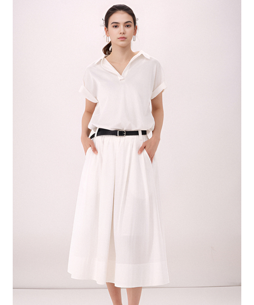 ACUD(アクド)の「Half Sleeve Glossy Set-up _Ivory(ワンピース・レディース・オフホワイト・FREE)」の3枚目の写真