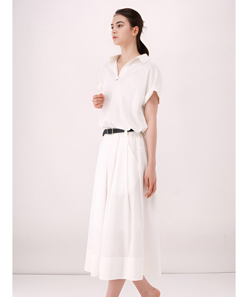 ACUD(アクド)の「Half Sleeve Glossy Set-up _Ivory(ワンピース・レディース・オフホワイト・FREE)」の4枚目の写真