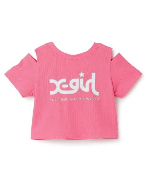 X-girl Stages(エックスガールステージス)の「肩あき半袖チビTシャツ(Tシャツ/カットソー・キッズ・ブラック/ピンク・130cm/120cm/110cm/140cm)」の3枚目の写真
