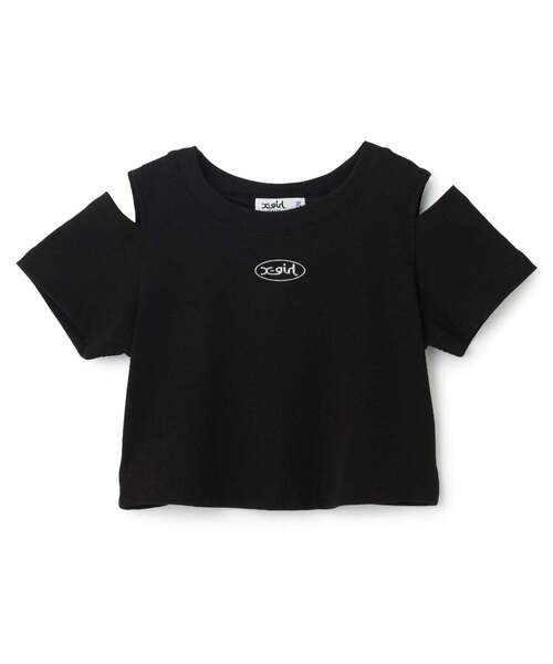 X-girl Stages(エックスガールステージス)の「肩あき半袖チビTシャツ(Tシャツ/カットソー・キッズ・ブラック/ピンク・130cm/120cm/110cm/140cm)」の12枚目の写真