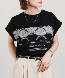 EGLANTINE レース加工フレンチスリーブカットソー