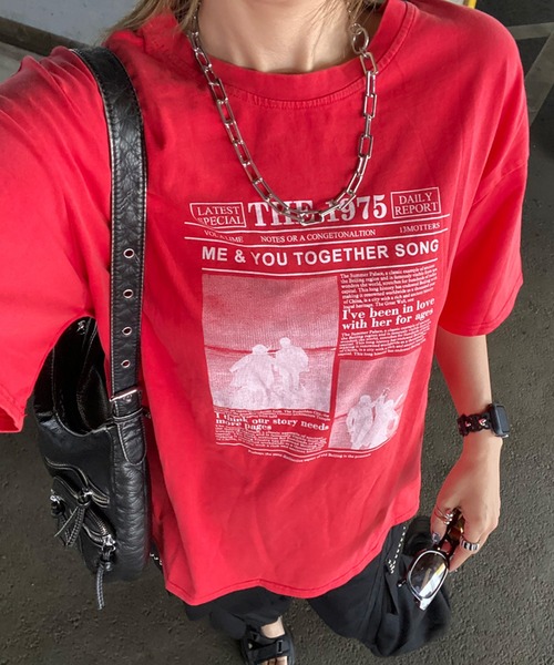 non-hedge(ノンヘッジ)の「ブリーチ転写Tシャツ(Tシャツ/カットソー・レディース・レッド/グレー/オフホワイト/ブラック・FREE)」の4枚目の写真