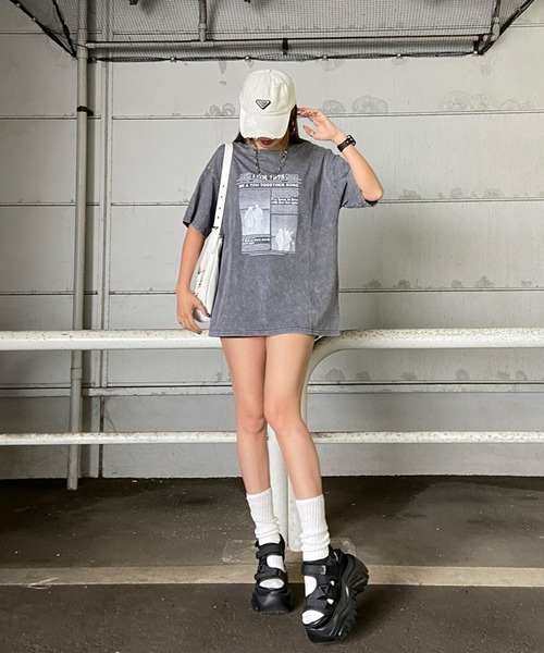 non-hedge(ノンヘッジ)の「ブリーチ転写Tシャツ(Tシャツ/カットソー・レディース・レッド/グレー/オフホワイト/ブラック・FREE)」の6枚目の写真