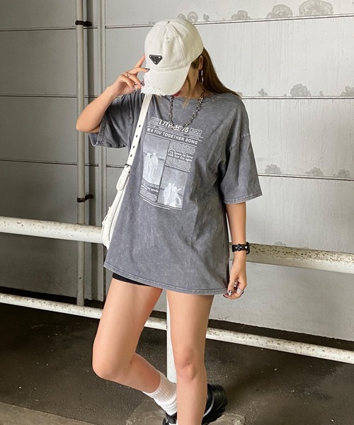 non-hedge(ノンヘッジ)の「ブリーチ転写Tシャツ(Tシャツ/カットソー・レディース・レッド/グレー/オフホワイト/ブラック・FREE)」の7枚目の写真