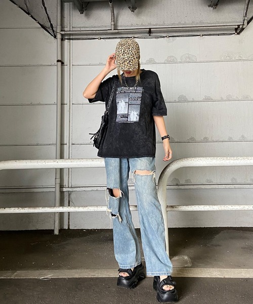 non-hedge(ノンヘッジ)の「ブリーチ転写Tシャツ(Tシャツ/カットソー・レディース・レッド/グレー/オフホワイト/ブラック・FREE)」の11枚目の写真